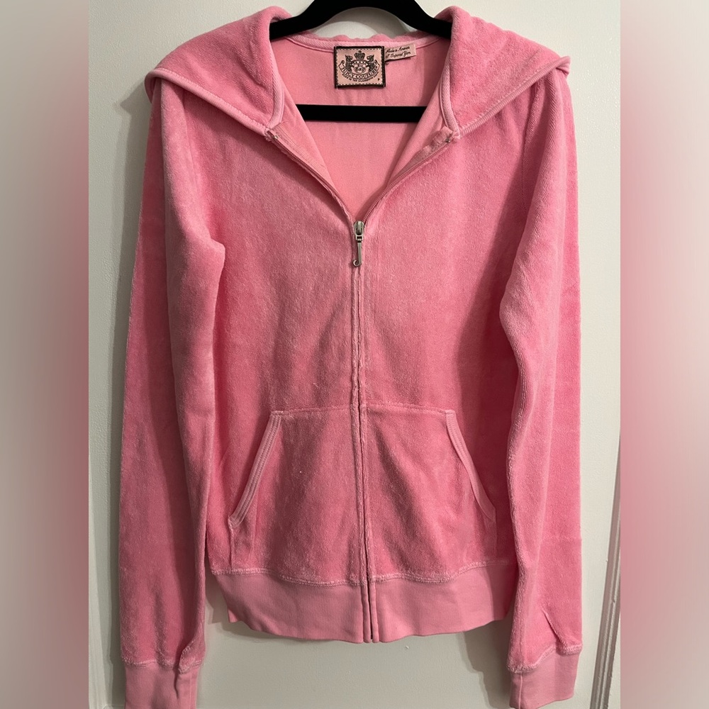 NEW juicy Couture Hoodie Pink Color Long Sleeve With Zipper In Front